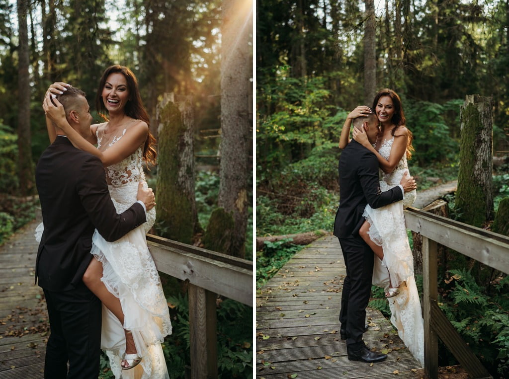 Piękny uśmiech panny młodej plener Białystok